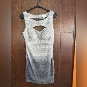 Emerald Sundae Gray Patterned Mini Dress